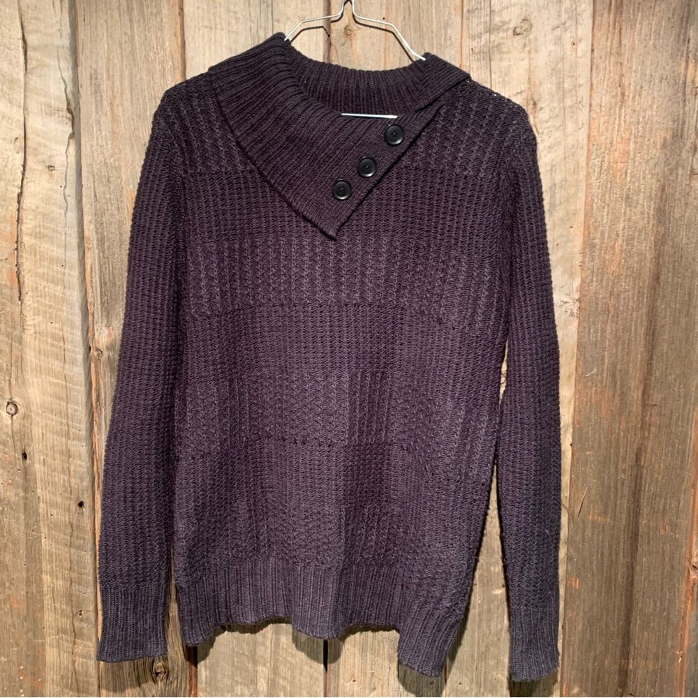 Nicole Miller Button Shawl Knit Sweater